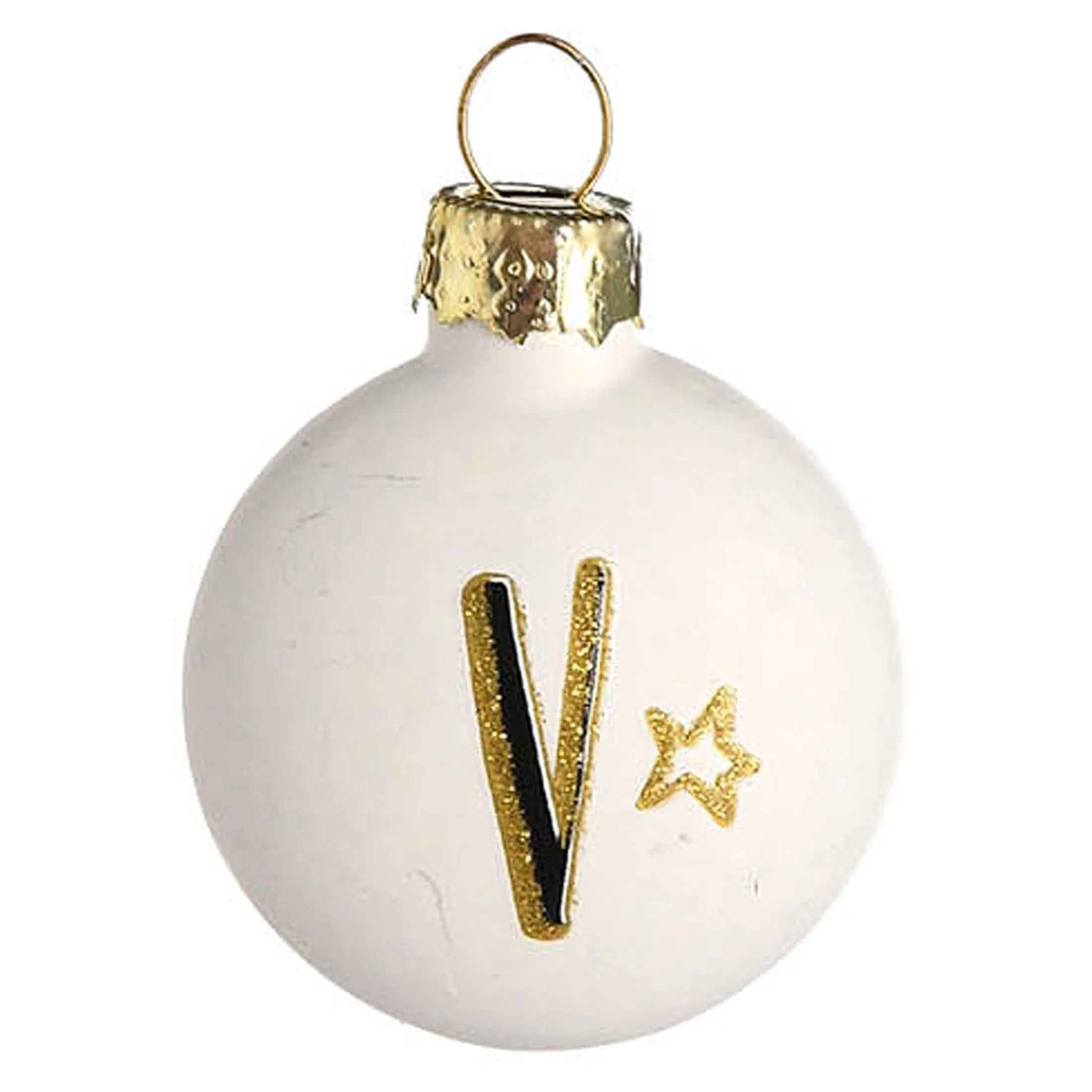 Best Depot Glas-Baumschmuck Mini-Taler Monogramm V