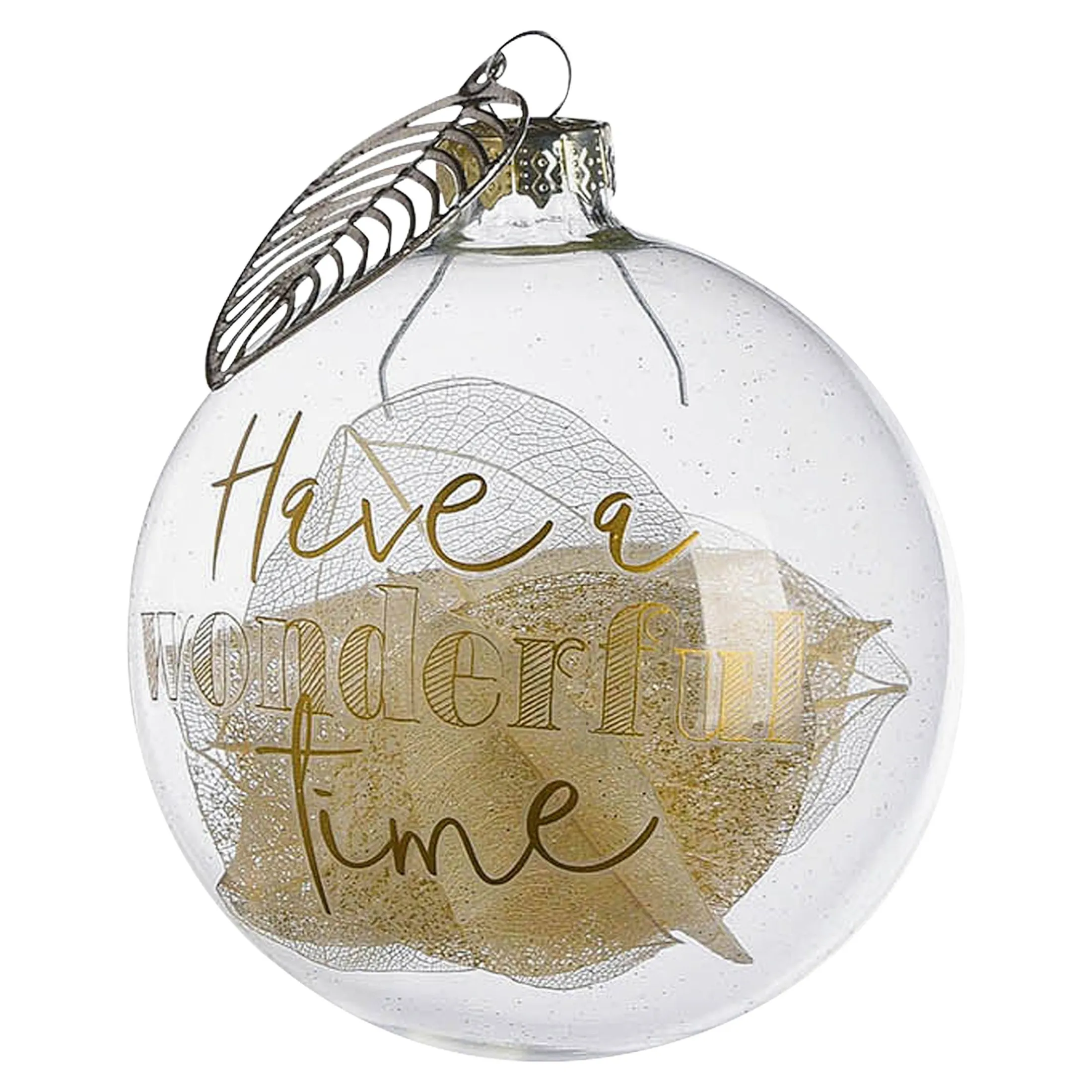 Flash Sale Depot Glas-Weihnachtskugel Filled Leaves