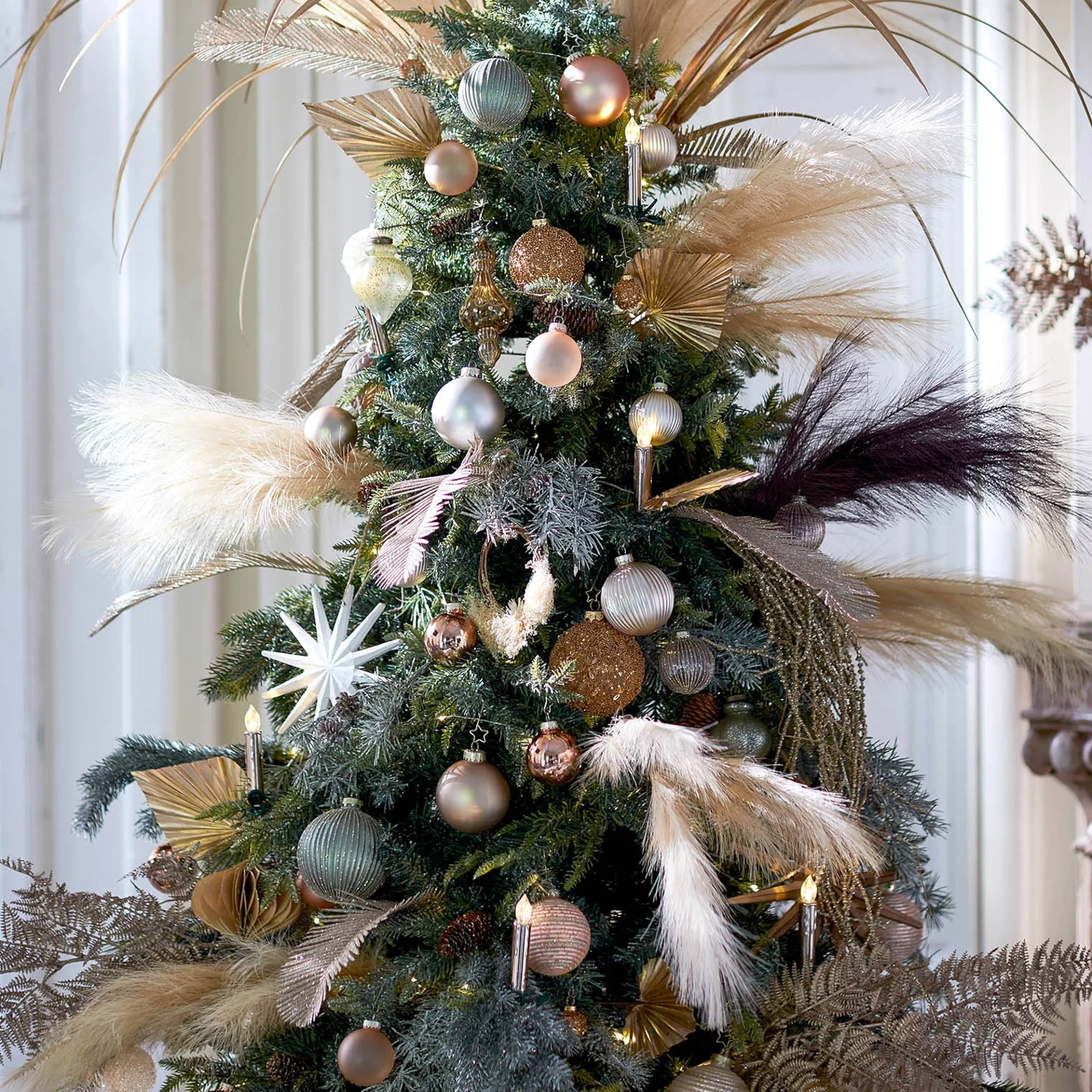Online Depot Glas-Weihnachtskugel Glitterstripe