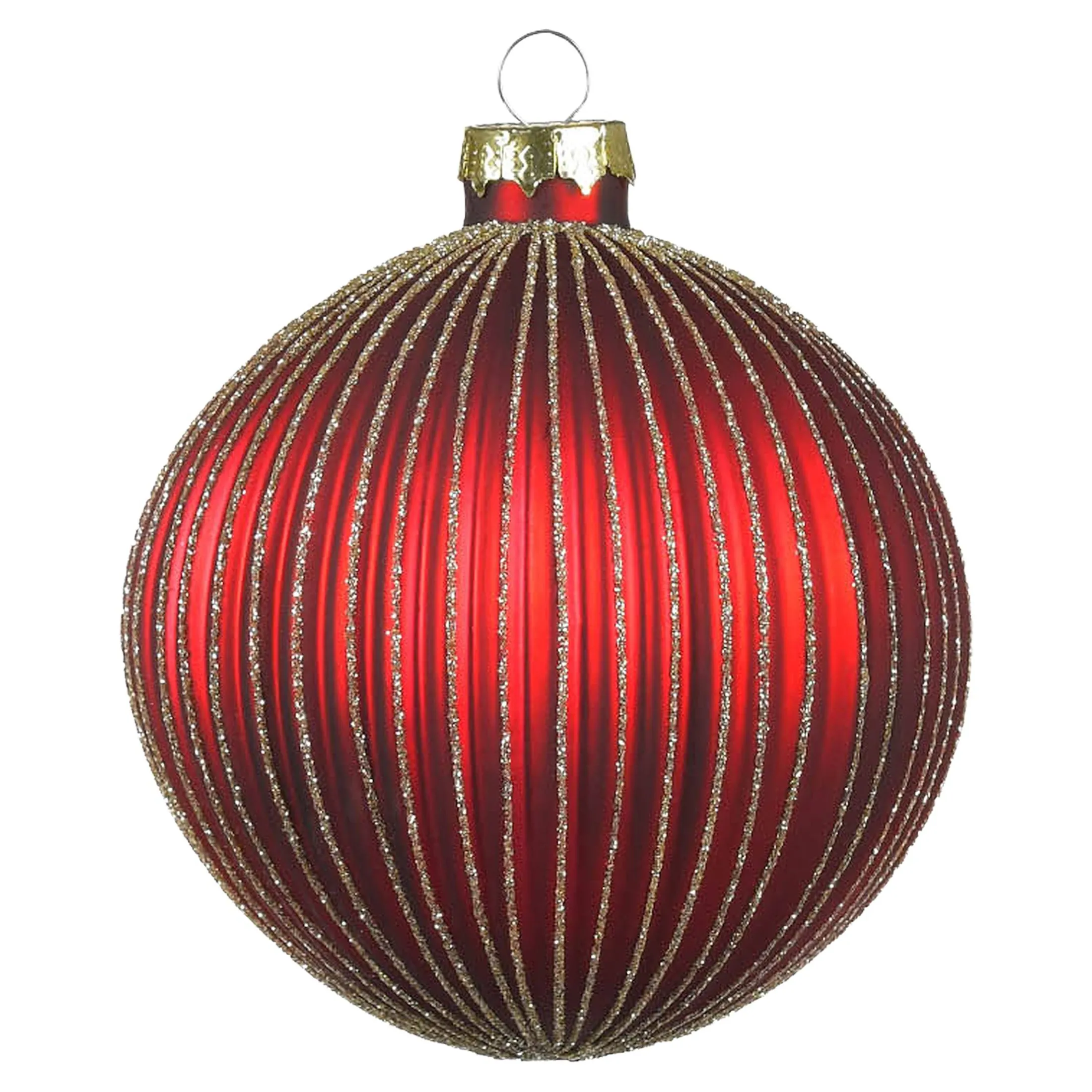 Online Depot Glas-Weihnachtskugel Glitterstripe