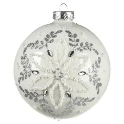 Hot Depot Glas-Weihnachtskugel Schneeblume