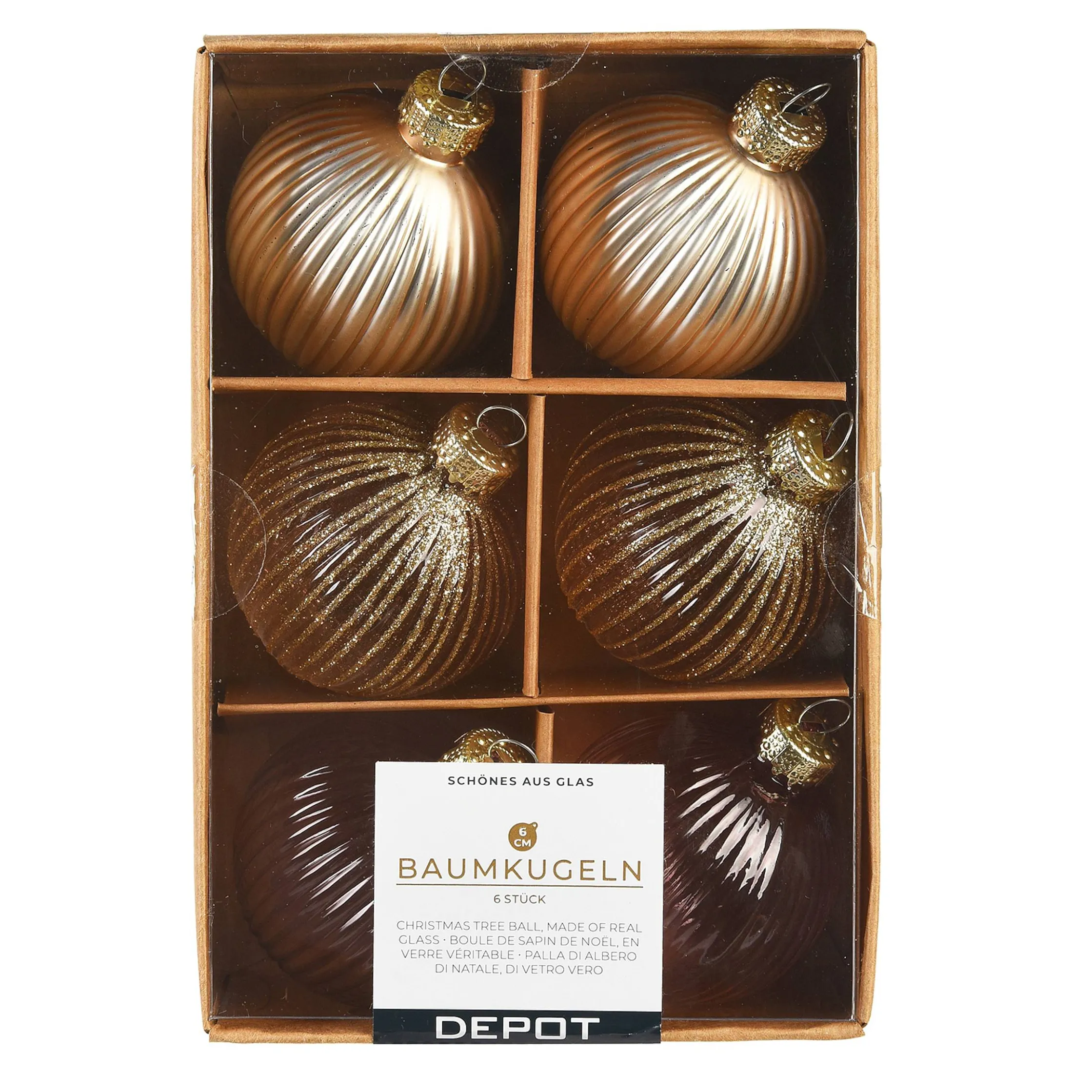 Sale Depot Glas-Weihnachtskugel-Set Rille