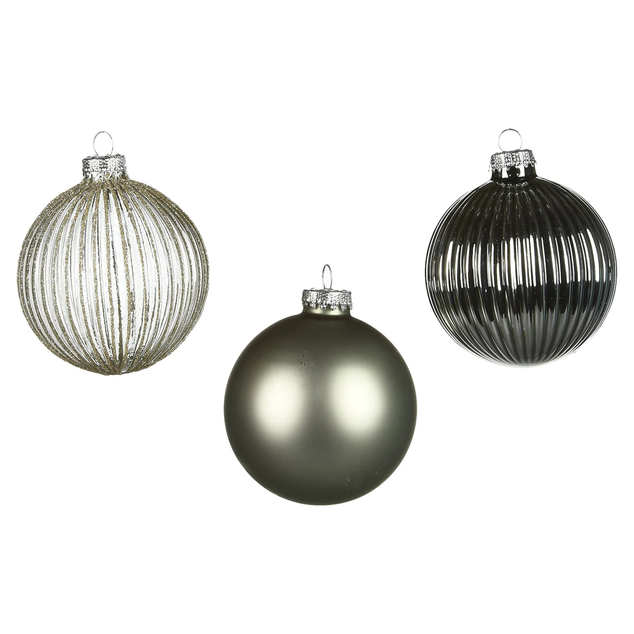 Outlet Depot Glas-Weihnachtskugel-Set Rille