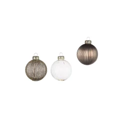 Discount Depot Glas-Weihnachtskugel-Set Rille
