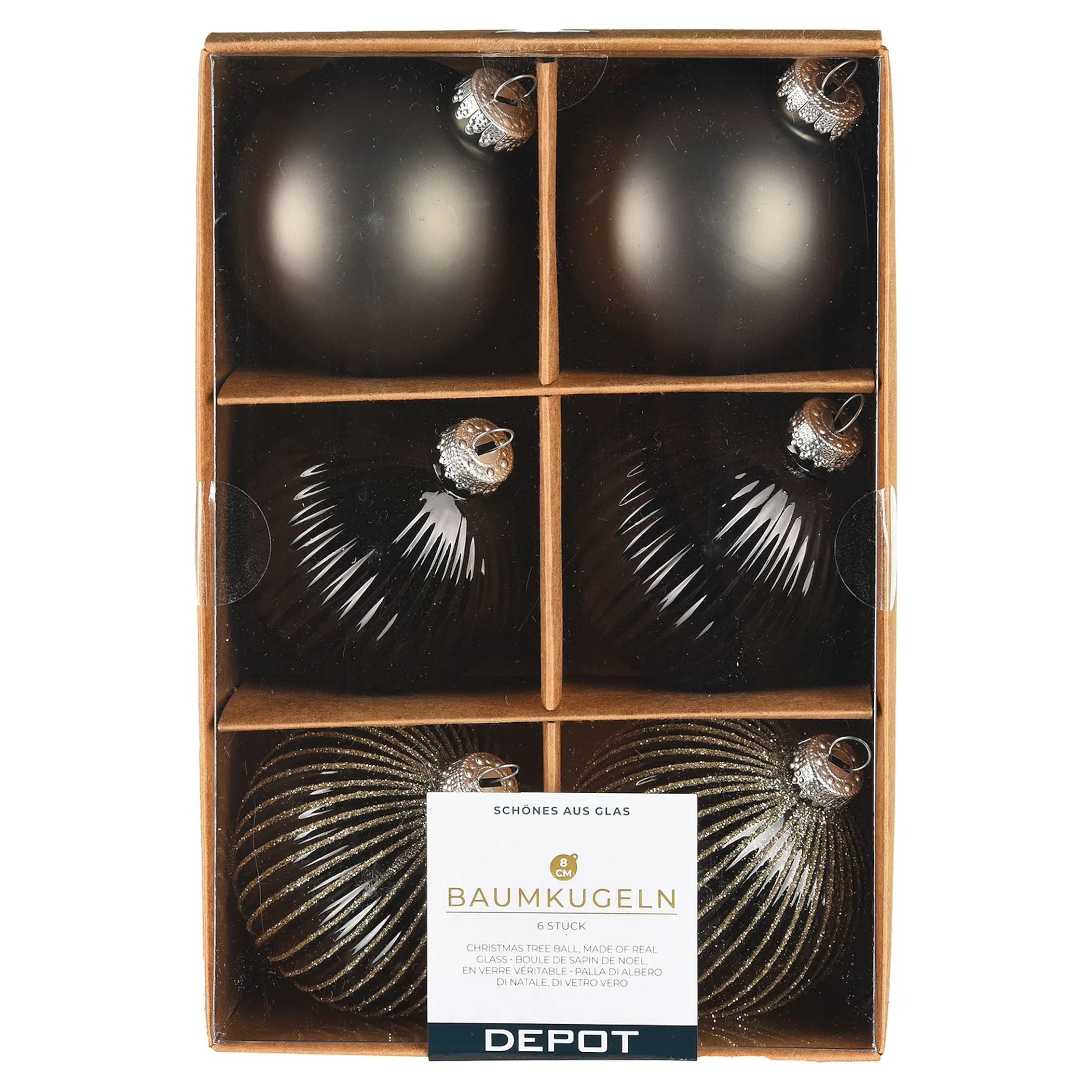 Sale Depot Glas-Weihnachtskugel-Set Rille