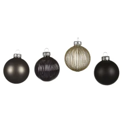 Fashion Depot Glas-Weihnachtskugel-Set Rille