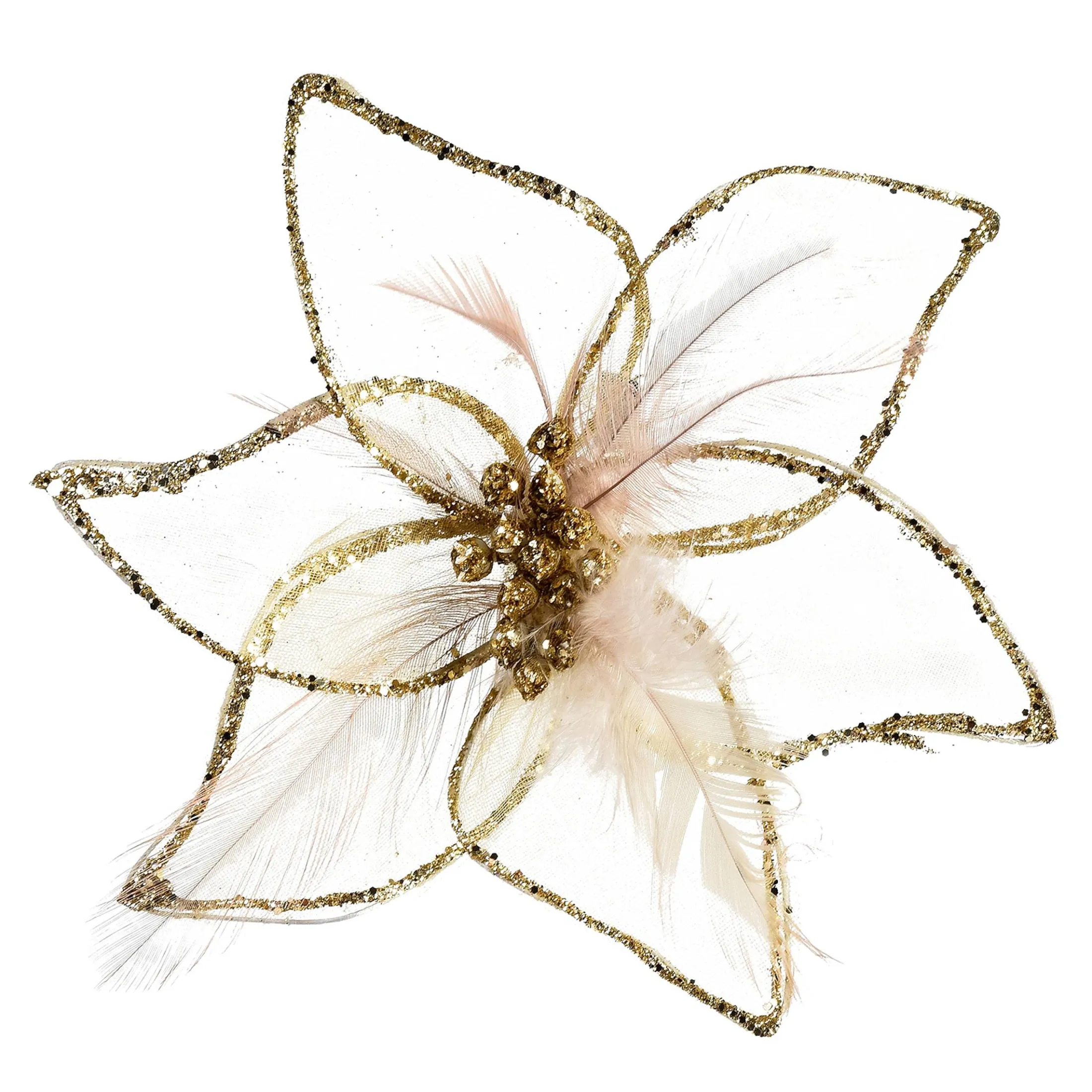 Store Depot Glitzer-Deko-Blume Organza Auf Clip