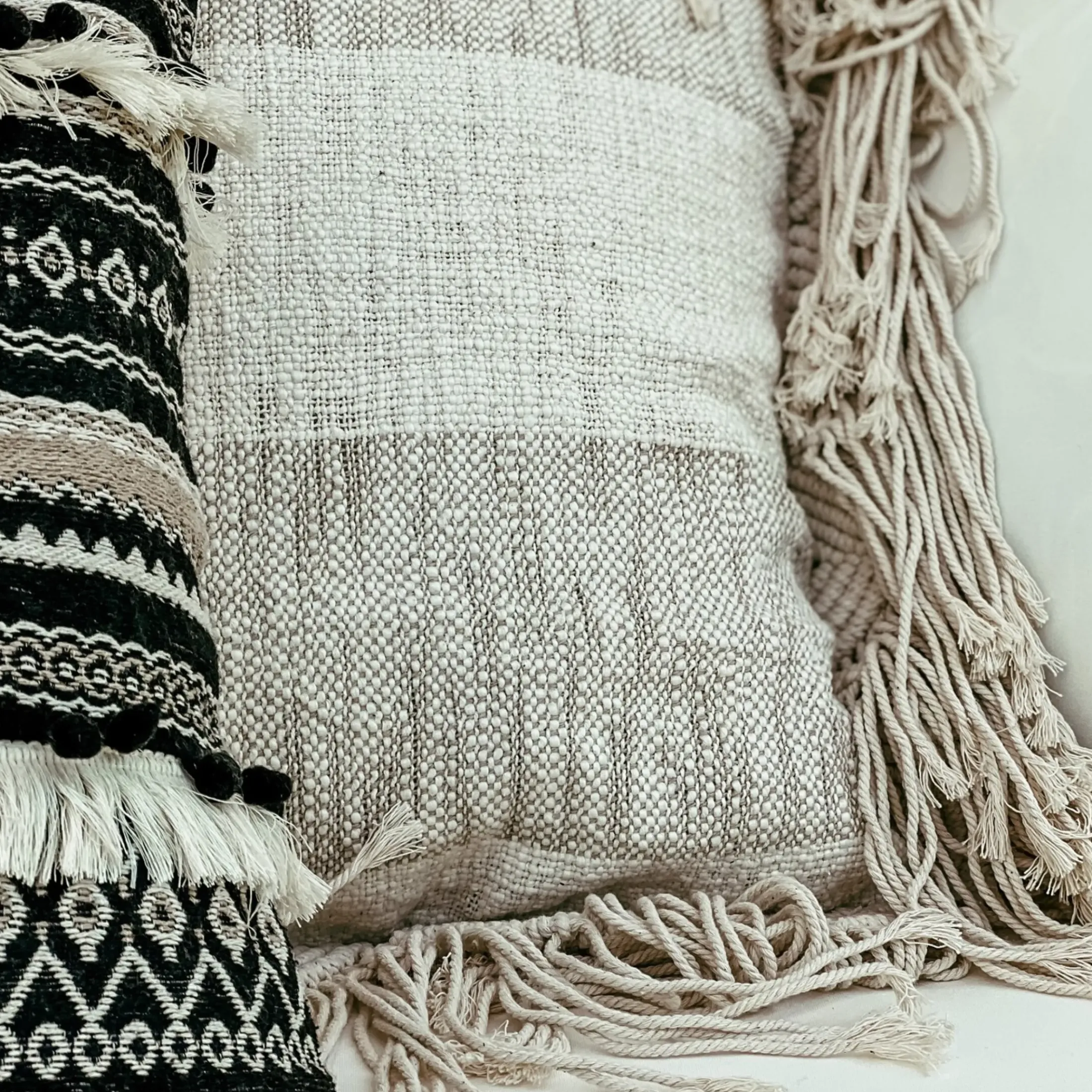Depot Kissen>Makramee-Kissenhulle Stripe