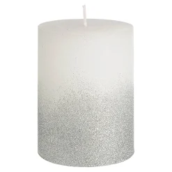 Hot Depot Stumpenkerze Rustic Silver Glitter