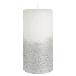 Fashion Depot Stumpenkerze Rustic Silver Glitter
